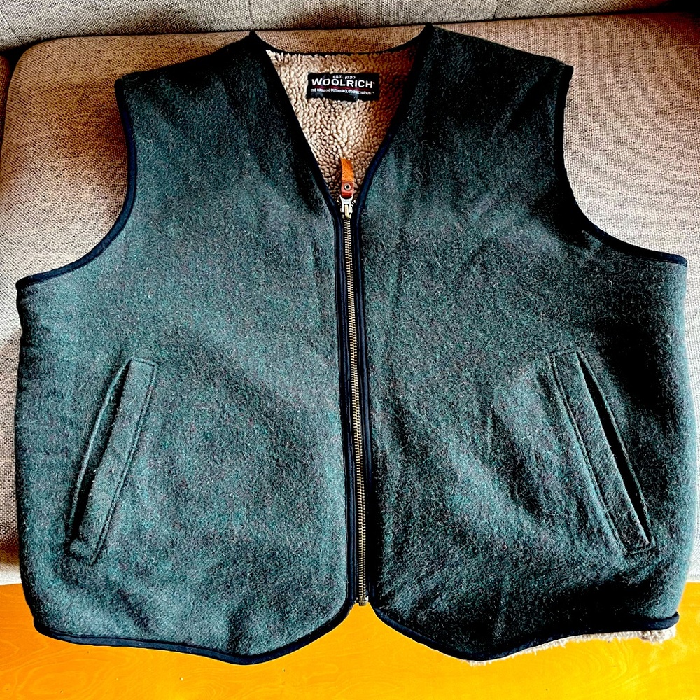 Woolrich vest. Green Wool with fleece lining